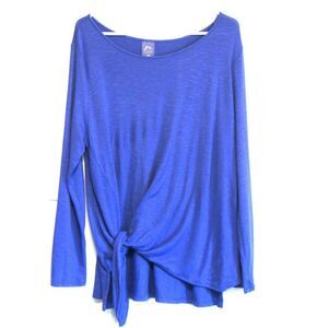Womens XXL Lightweight Knit Top Blue Long Sleeve Waist Knot Zer Xposnur Platinum